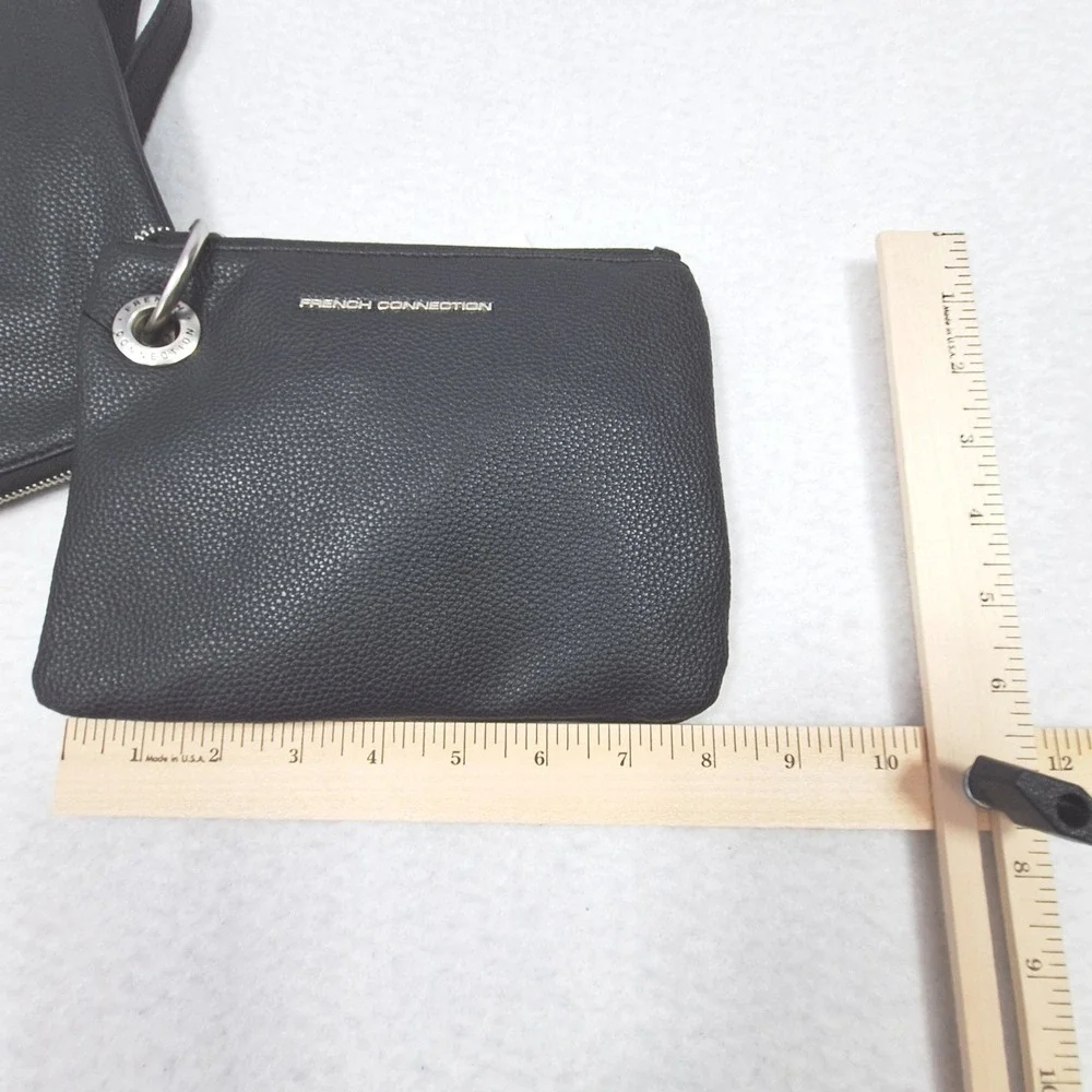 French Connection Wristlet Womens OS Black Lara‎ Pebble Double Slim Pouches NWT